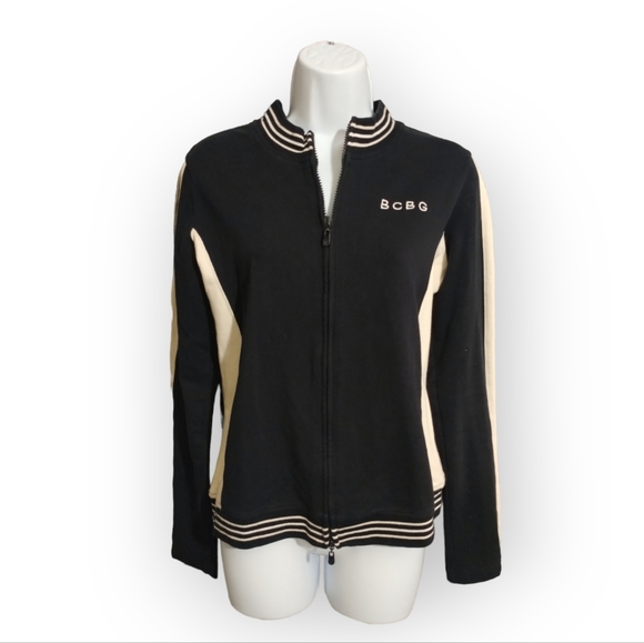 BCBGMAXAZARIA Cream and Black Sports Jacket sz L - Picture 1 of 12